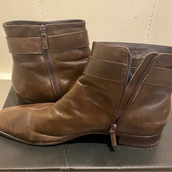 Talbots 8.5 W Mahogany Leather Ankle Boots - Picture 3 of 6